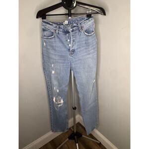 Abercrombie & Fitch Women’s High Rise Dad Jeans Light Wash Distressed Size